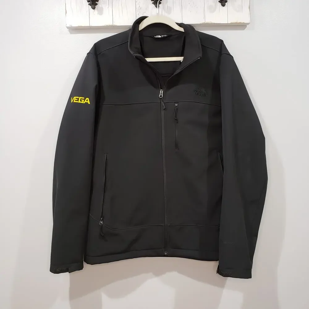 The North Face Apex Softshell Jacket Mens Large Black Full Zip VEGA Logo